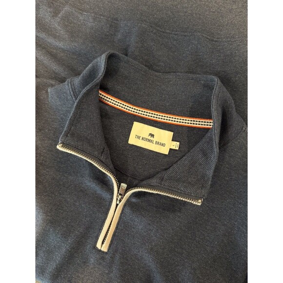 The Normal Brand Mens Sweater Blue 1/4 Zip Mock Neck Pullover Stretch Large - Picture 4 of 13